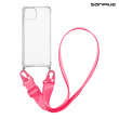 Θήκη Σιλικόνης με Strap Sonique Armor Clear Apple iPhone 14 Plus Φουξ