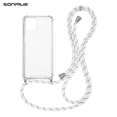 Θήκη Σιλικόνης με Κορδόνι Sonique Armor Clear Apple iPhone 12 mini Rainbow Λευκό