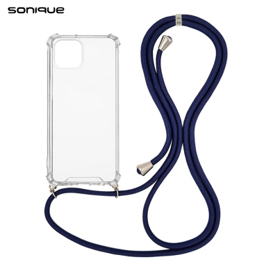 Θήκη Σιλικόνης με Κορδόνι Sonique Armor Clear Apple iPhone 13 Mini Μπλε Σκούρο