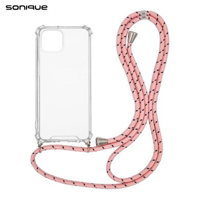 Θήκη Σιλικόνης με Κορδόνι Sonique Armor Clear Apple iPhone 13 Mini Rainbow Ροζ