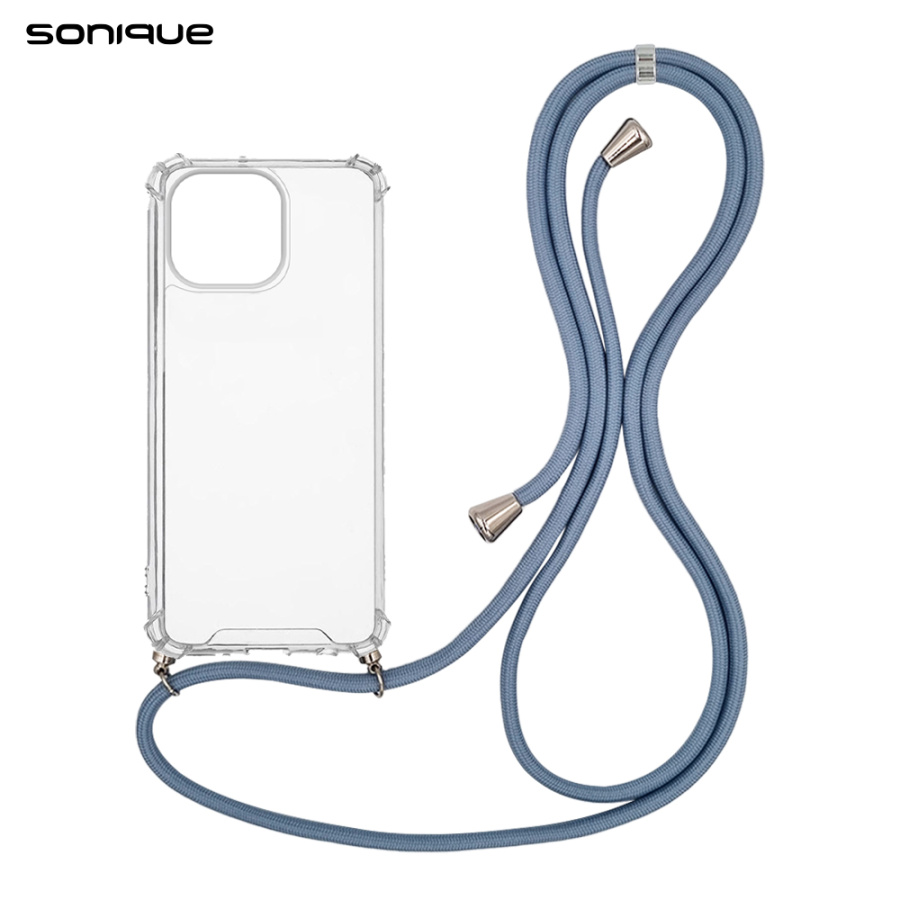 Θήκη Σιλικόνης με Κορδόνι Sonique Armor Clear Apple iPhone 14 Pro Max Μπλε Γκρι