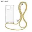 Θήκη Σιλικόνης με Κορδόνι Sonique Armor Clear Apple iPhone 14 Pro Max Ροζ Χρυσό Σατινέ