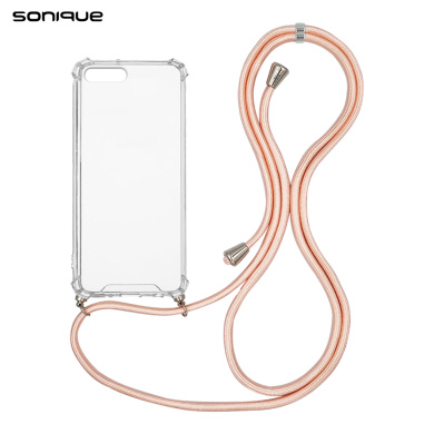 Θήκη Σιλικόνης με Κορδόνι Sonique Armor Clear Apple iPhone 7 Plus / iPhone 8 Plus Ροζ Σατινέ
