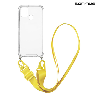 Θήκη Σιλικόνης με Strap Sonique Armor Clear Samsung Galaxy A21s Κίτρινο
