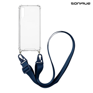 Θήκη Σιλικόνης με Strap Sonique Armor Clear Samsung Galaxy A50 / Galaxy A50S / Galaxy A30S Μπλε Σκούρο
