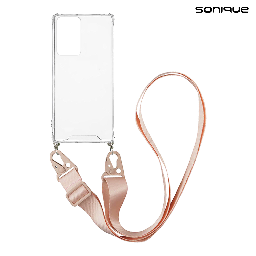 Θήκη Σιλικόνης με Strap Sonique Armor Clear Samsung Galaxy Note 20 Ultra Ροζ