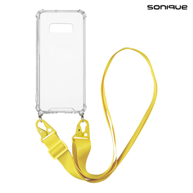 Θήκη Σιλικόνης με Strap Sonique Armor Clear Samsung Galaxy S10e Κίτρινο