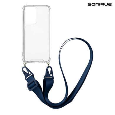 Θήκη Σιλικόνης με Strap Sonique Armor Clear Samsung Galaxy S21 Ultra Μπλε Σκούρο