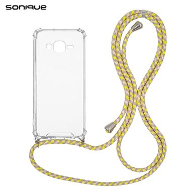 Θήκη Σιλικόνης με Κορδόνι Sonique Armor Clear Samsung Galaxy J3 (2016) Rainbow Κίτρινο