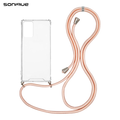 Θήκη Σιλικόνης με Κορδόνι Sonique Armor Clear Samsung Galaxy Note 20 Ροζ Σατινέ