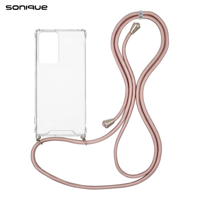 Θήκη Σιλικόνης με Κορδόνι Sonique Armor Clear Samsung Galaxy Note 20 Ultra Ροζ Χρυσό Σατινέ