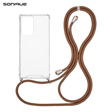 Θήκη Σιλικόνης με Κορδόνι Sonique Armor Clear Samsung Galaxy Note 20 Ultra Καφέ