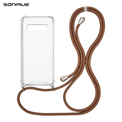 Θήκη Σιλικόνης με Κορδόνι Sonique Armor Clear Samsung Galaxy S10 Plus Καφέ
