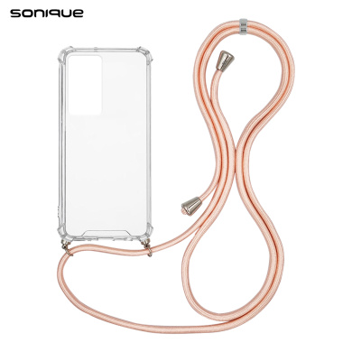 Θήκη Σιλικόνης με Κορδόνι Sonique Armor Clear Xiaomi Poco F4 5G Ροζ Σατινέ