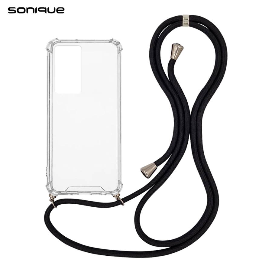 Θήκη Σιλικόνης με Κορδόνι Sonique Armor Clear Xiaomi Poco F4 5G Μαύρο