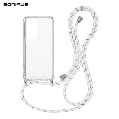 Θήκη Σιλικόνης με Κορδόνι Sonique Armor Clear Xiaomi Poco F4 5G Rainbow Λευκό