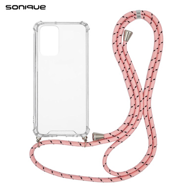 Θήκη Σιλικόνης με Κορδόνι Sonique Armor Clear Xiaomi Redmi Note 10 5G / Poco M3 Pro 5G Rainbow Ροζ