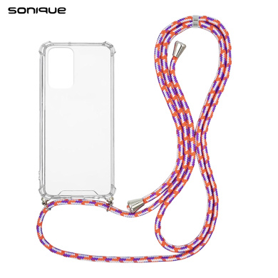 Θήκη Σιλικόνης με Κορδόνι Sonique Armor Clear Xiaomi Redmi Note 10 5G / Poco M3 Pro 5G Rainbow Κοραλλί