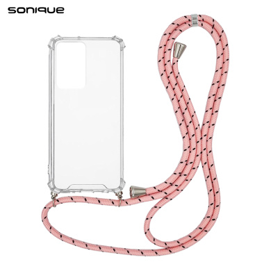 Θήκη Σιλικόνης με Κορδόνι Sonique Armor Clear Xiaomi Redmi Note 11 Pro Plus 5G Rainbow Ροζ