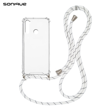 Θήκη Σιλικόνης με Κορδόνι Sonique Armor Clear Xiaomi Redmi Note 8 / Redmi Note 8 2021 Rainbow Λευκό