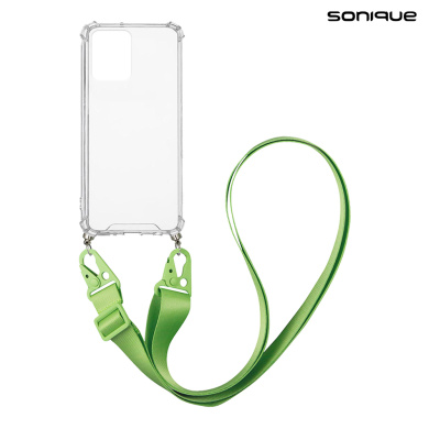 Θήκη Σιλικόνης με Strap Sonique Armor Clear Realme 8 / Realme 8 Pro Πράσινο Ανοιχτό