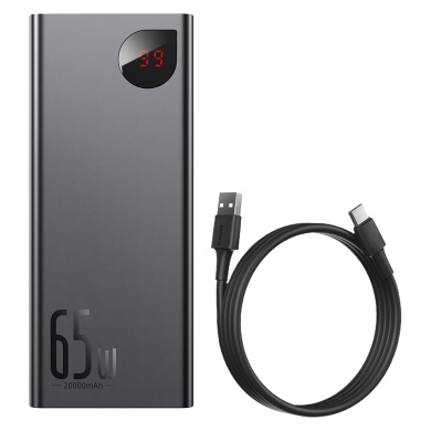 Powerbank Baseus Adaman 20000mAh 65W με 2 Θύρες USB-A και Θύρα USB-C Quick Charge 3.0 PD Μαύρο