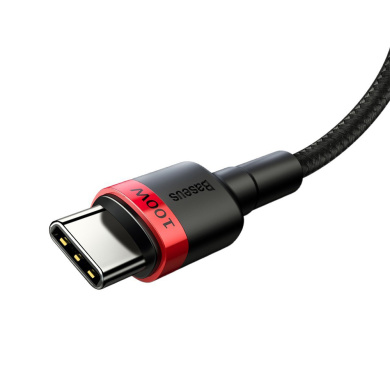 Καλώδιο Baseus Cafule Braided USB-C PD / USB-C PD PD2.0 100W 20V 5A QC3.0 2M Μαύρο / Κόκκινο