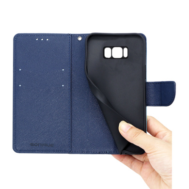 Θήκη Πορτοφόλι Sonique Trend Wallet Samsung Galaxy S8 Σιέλ / Σκούρο Μπλε