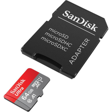Κάρτα Μνήμης SanDisk Ultra microSDXC 64GB 140MB/s A1 Cl.10 UHS-I + adapter