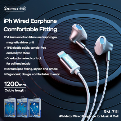 Ακουστικά Remax Lightning RM-711i Μαύρο