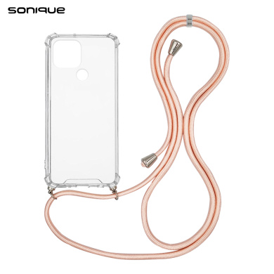 Θήκη Σιλικόνης με Κορδόνι Sonique Armor Clear Xiaomi Redmi A1 Plus / Poco C50 / Redmi A2 Plus Ροζ Σατινέ