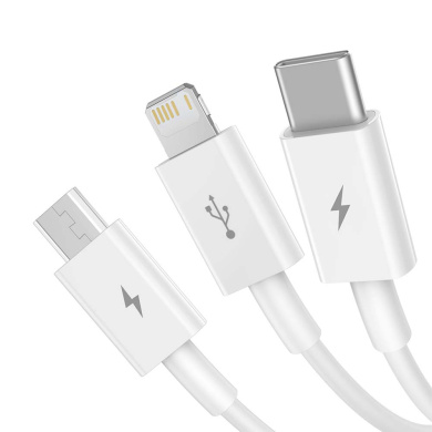 Καλώδιο 3σε1 Baseus Superios Series USB σε Micro USB / USB-C / Lightning, 3.5A 1.5m Λευκό