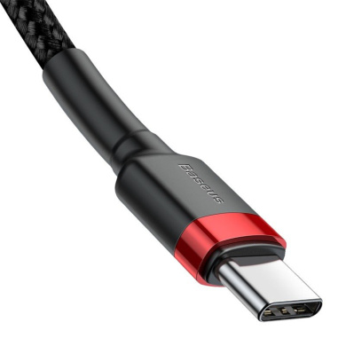 Καλώδιο Baseus Cafule Braided USB-C PD / USB-C PD PD2.0 60W 20V 3A QC3.0 1M Μαύρο / Κόκκινο