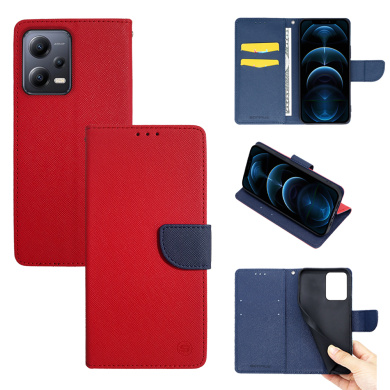 Θήκη Πορτοφόλι Sonique Trend Wallet Xiaomi Redmi Note 12 5G / Poco X5 5G Κόκκινο / Σκούρο Μπλε