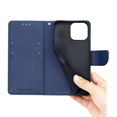 Θήκη Πορτοφόλι Sonique Trend Wallet Apple iPhone 15 Pro Σιέλ / Σκούρο Μπλε