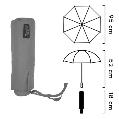 Ομπρέλα Βροχής Χειρός Compact Μονόχρωμη Χειροκίνητη Γκρι