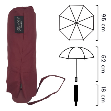 Ομπρέλα Βροχής Χειρός Compact Μονόχρωμη Χειροκίνητη Μπορντώ