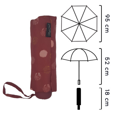 Ομπρέλα Βροχής Χειρός Compact Πουα Χειροκίνητη Μπορντώ