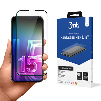 3MK HardGlass Max Lite Full Screen Apple iPhone 15 Plus Μαύρο