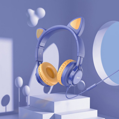 Ενσύρματα Ακουστικά HOCO Cat Ear W36 Μπλέ