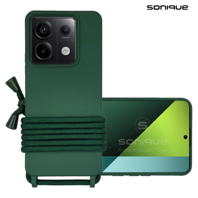 Θήκη Σιλικόνης με Κορδόνι CarryHang Sonique Xiaomi Redmi Note 13 Pro 5G / Poco X6 5G Πράσινο Σκούρο