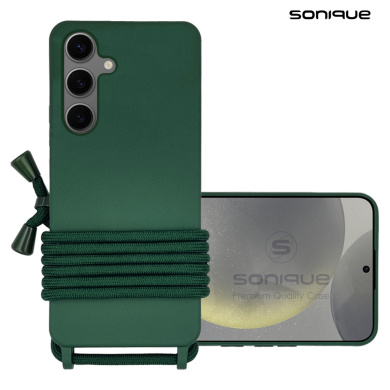 Θήκη Σιλικόνης με Κορδόνι CarryHang Sonique Samsung Galaxy S24 Πράσινο Σκούρο