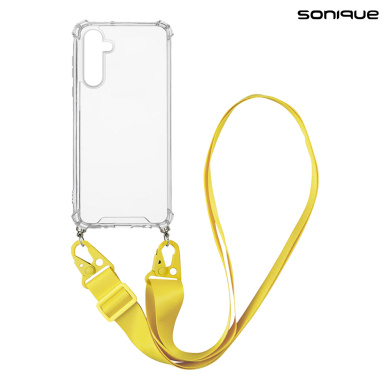 Θήκη Σιλικόνης με Strap Sonique Armor Clear Samsung Galaxy A55 5G Κίτρινο