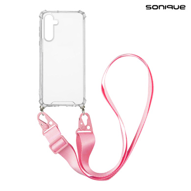 Θήκη Σιλικόνης με Strap Sonique Armor Clear Samsung Galaxy A55 5G Ροζ