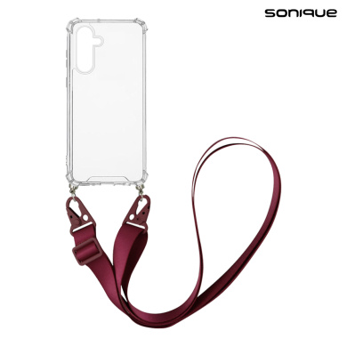 Θήκη Σιλικόνης με Strap Sonique Armor Clear Samsung Galaxy S24 Μπορντώ