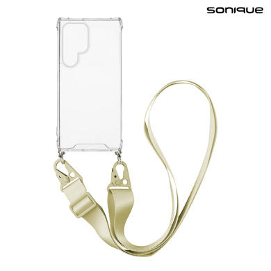 Θήκη Σιλικόνης με Strap Sonique Armor Clear Samsung Galaxy S24 Ultra Μπεζ