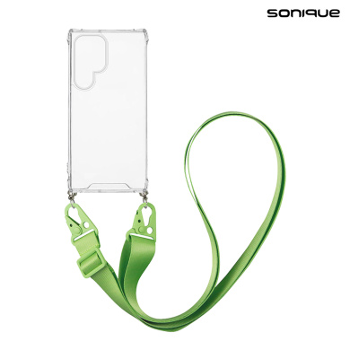 Θήκη Σιλικόνης με Strap Sonique Armor Clear Samsung Galaxy S24 Ultra Πράσινο Ανοιχτό