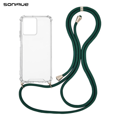 Θήκη Σιλικόνης με Κορδόνι Sonique Armor Clear Xiaomi Redmi 13C 4G / Poco C65 4G Πράσινο Σκούρο