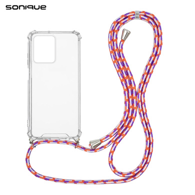 Θήκη Σιλικόνης με Κορδόνι Sonique Armor Clear Xiaomi Redmi Note 12 Pro Plus Rainbow Κοραλλί