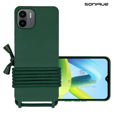 Θήκη Σιλικόνης με Κορδόνι CarryHang Sonique Xiaomi Redmi A1 / Redmi A2 Πράσινο Σκούρο